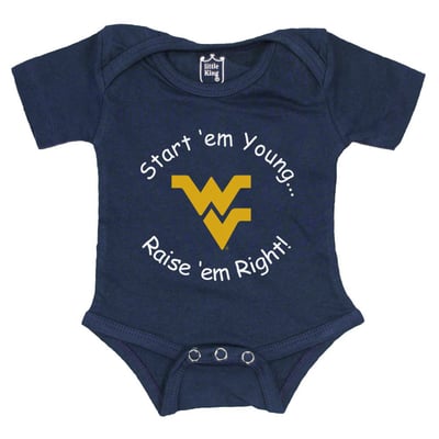 West Virginia Mountaineers Little King Newborn & Infant Start 'Em Young Bodysuit - Navy