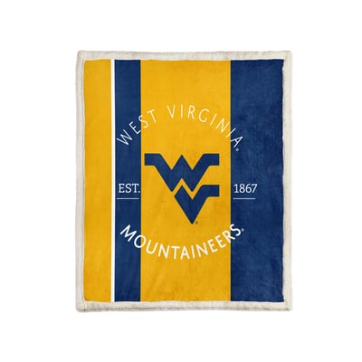 West Virginia Mountaineers Pegasus Block Stripe 60" x 80" Ultra Cozy Sherpa Blanket