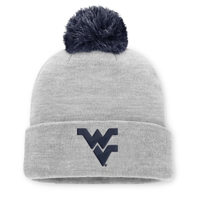 West Virginia Mountaineers Nike Unisex Primetime Script Cuffed Knit Hat with Pom - Heather Gray
