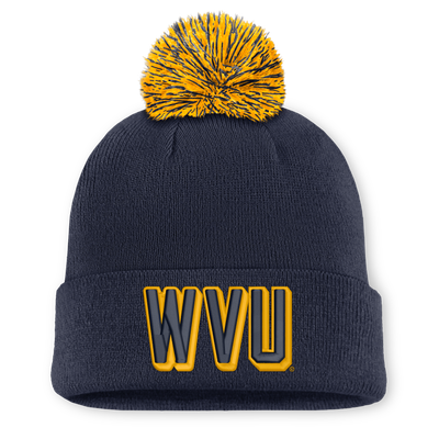 West Virginia Mountaineers Nike Unisex Letter Mascot Knit Hat with Pom - Navy