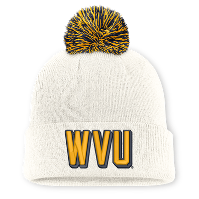 West Virginia Mountaineers Nike Unisex Letter Mascot Knit Hat with Pom - White