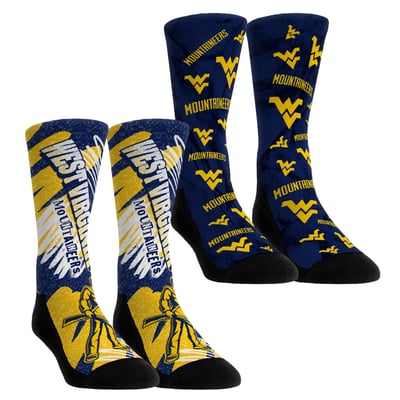 West Virginia Mountaineers Rock Em Unisex Two-Piece Team Blast Crew Socks Set