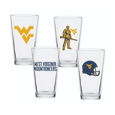 West Virginia Mountaineers 16oz. Collector Pint Glass Four-Piece Set