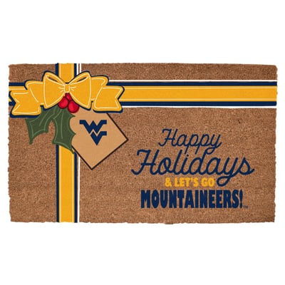 West Virginia Mountaineers 20" x 30" Holiday Gift Wrap Coir Door Mat
