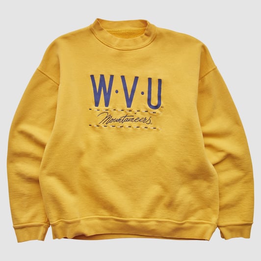 West Virginia Mountaineers 90s Pullover Sweatshirt - Yellow - S by Fanatics Real Vintage