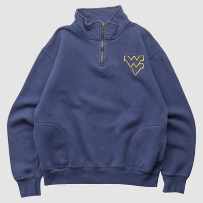 West Virginia Mountaineers Brandon Sportswear 2000s 1/4 Zip Sweatshirt - Navy - Yth L by Fanatics Real Vintage