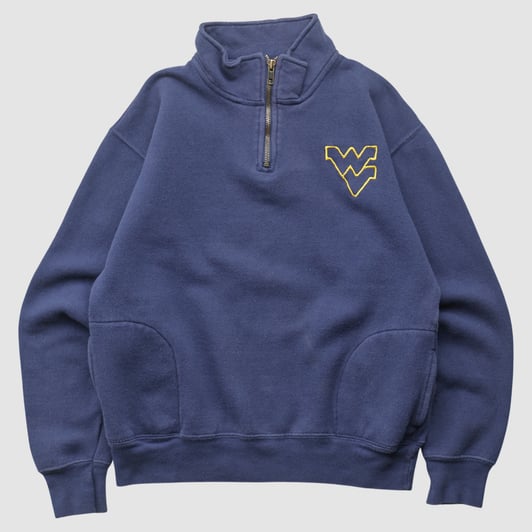 West Virginia Mountaineers Brandon Sportswear 2000s 1/4 Zip Sweatshirt - Navy - Yth L by Fanatics Real Vintage
