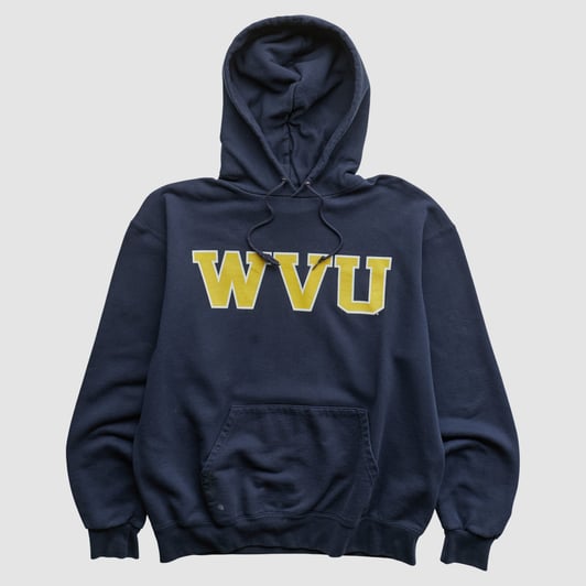 West Virginia Mountaineers Champion 2000s Hooded Pullover Sweatshirt - Navy - L by Fanatics Real Vintage