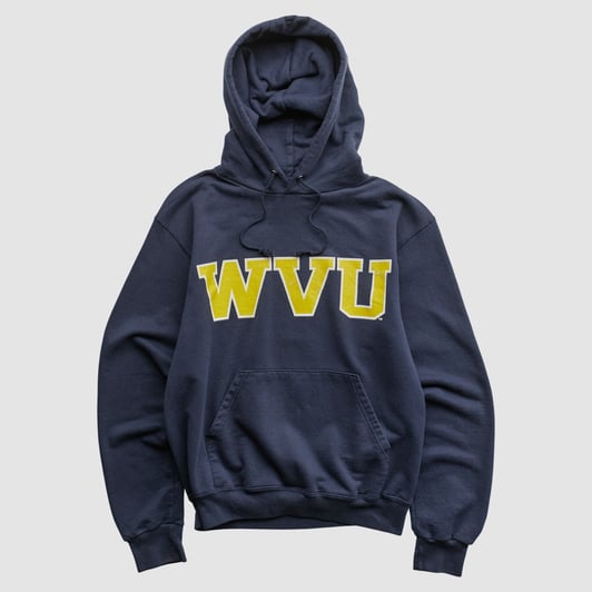 West Virginia Mountaineers Champion 2000s Hooded Pullover Sweatshirt - Navy - XS by Fanatics Real Vintage