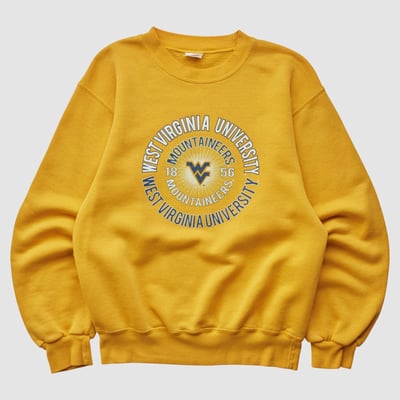 West Virginia Mountaineers Delta 90s Pullover Sweatshirt - Yellow - XS by Fanatics Real Vintage