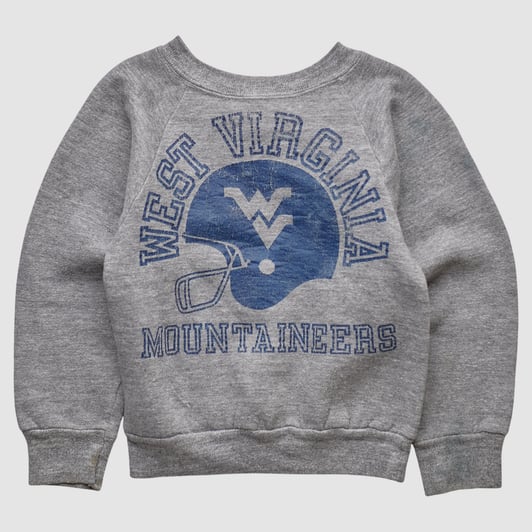 West Virginia Mountaineers Russell 70s Pullover Sweatshirt - Heather Gray - Yth XS by Fanatics Real Vintage