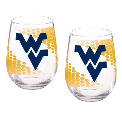 West Virginia Mountaineers Two-Piece 17oz. Color Fade Stemless Wine Glass Set