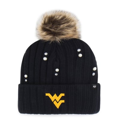 West Virginia Mountaineers '47 Women's Pearl Fur Knit Hat with Pom - Navy