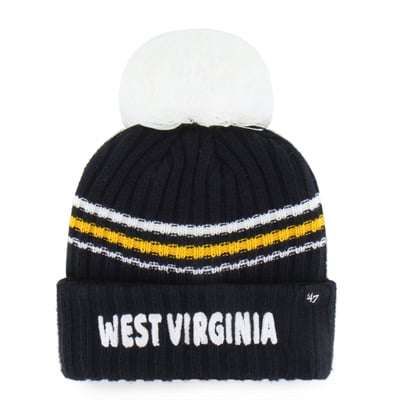  West Virginia Mountaineers '47 Women's Seasonal Fuzzy Script Big Pom Knit Hat - Navy