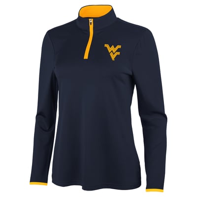 West Virginia Mountaineers Antigua Women's Brink Quarter-Zip Pullover - Navy/Gold
