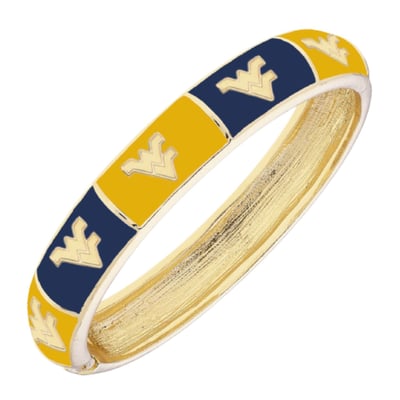 West Virginia Mountaineers CANVAS Style Women's Enamel Checkered Hinge Bangle