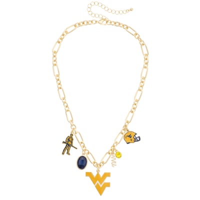 West Virginia Mountaineers CANVAS Style Women's Game Day Charm Necklace