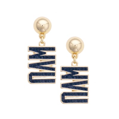 West Virginia Mountaineers CANVAS Style Women's Gold-Plated Pavé Outline Earrings