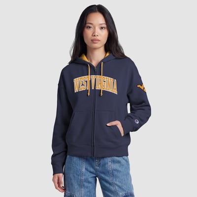 West Virginia Mountaineers Champion Women's Arch Full-Zip Fleece Hoodie - Navy