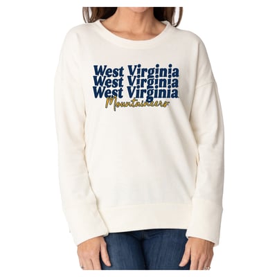 West Virginia Mountaineers Flying Colors Apparel Women's Marly Side Split Sweatshirt - Cream
