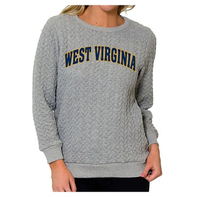 West Virginia Mountaineers Flying Colors Apparel Women's Kinsley Quilted Sweater - Heather Gray
