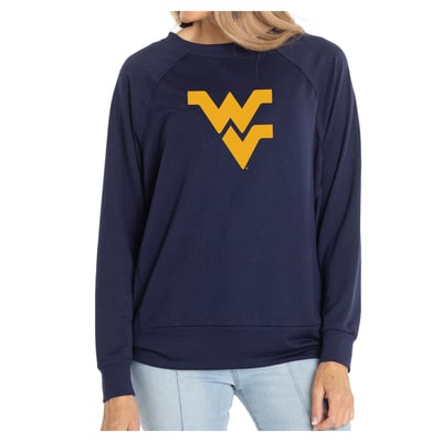 West Virginia Mountaineers Flying Colors Apparel Women's Rylee Raglan Long Sleeve T-Shirt - Navy
