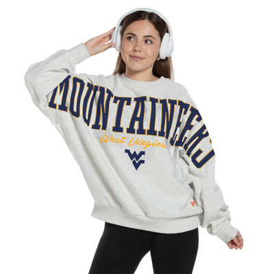 West Virginia Mountaineers Pressbox Women's Flannigan Oversized Fleece Sweatshirt - Heather Gray