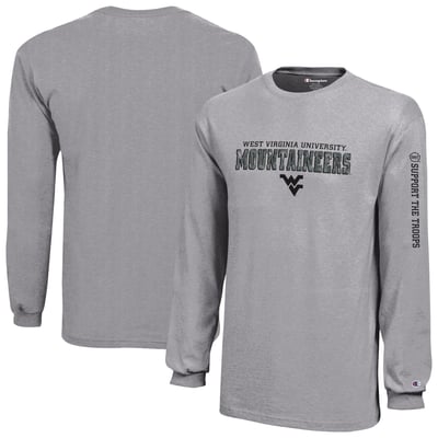  West Virginia Mountaineers Champion Youth Operation Hat Trick Long Sleeve T-Shirt - Heather Gray