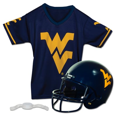 West Virginia Mountaineers Franklin Sports Youth NCAA Deluxe Helmet & Jersey Set