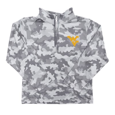  West Virginia Mountaineers Vive La Fete Youth Camo Quarter-Zip Sweatshirt - Gray