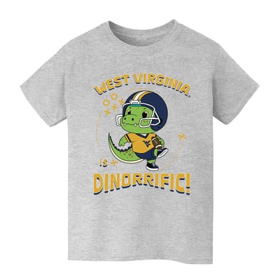 West Virginia Mountaineers Vive La Fete Youth Dinorrific T-Shirt - Gray