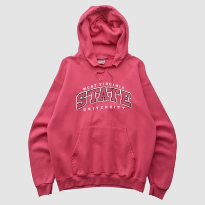 West Virginia State Yellow Jackets Champion 2000s Hooded Pullover Sweatshirt - Red - M by Fanatics Real Vintage