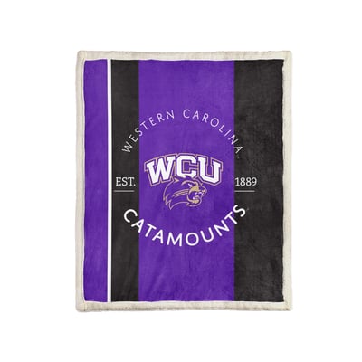 Western Carolina Catamounts Pegasus Block Stripe 50" x 60" Ultra Cozy Sherpa Blanket