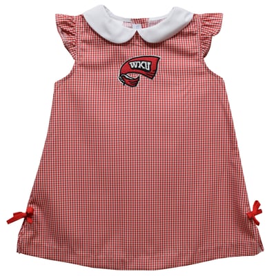 Western Kentucky Hilltoppers Vive La Fete Toddler Girls Mini Check Pattern A-Line Dress - Red