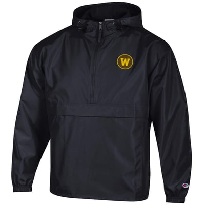 Western Michigan Broncos Champion Packable Half-Zip Hooded Jacket - Black
