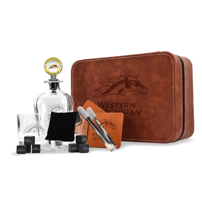 Western Michigan Broncos The Memory Company Whiskey Decanter Set & Faux Leather Case