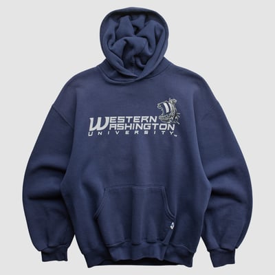 Western Washington Vikings Russell 2000s Hooded Pullover Sweatshirt - Navy - L by Fanatics Real Vintage