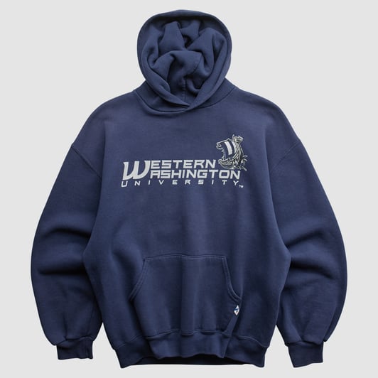 Western Washington Vikings Russell 2000s Hooded Pullover Sweatshirt - Navy - L by Fanatics Real Vintage