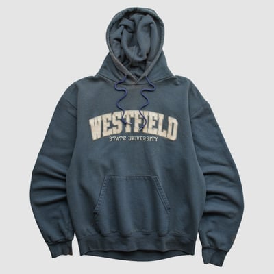 Westfield State Owls Champion 2000s Hooded Pullover Sweatshirt - Navy - XS by Fanatics Real Vintage