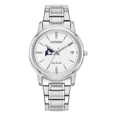  Westfield State Owls Citizen Watch Women's Eco-Drive White Dial Stainless Steel Watch - Silver