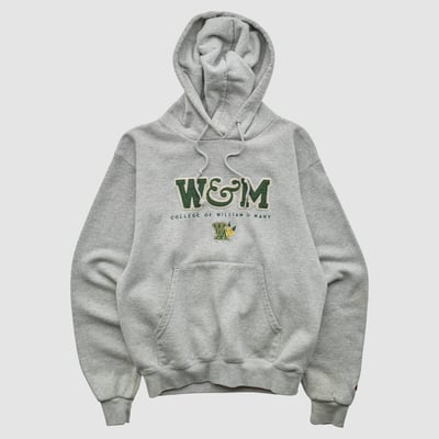 William & Mary Tribe Champion 2000s Hooded Pullover Sweatshirt - Heather Gray - XS by Fanatics Real Vintage