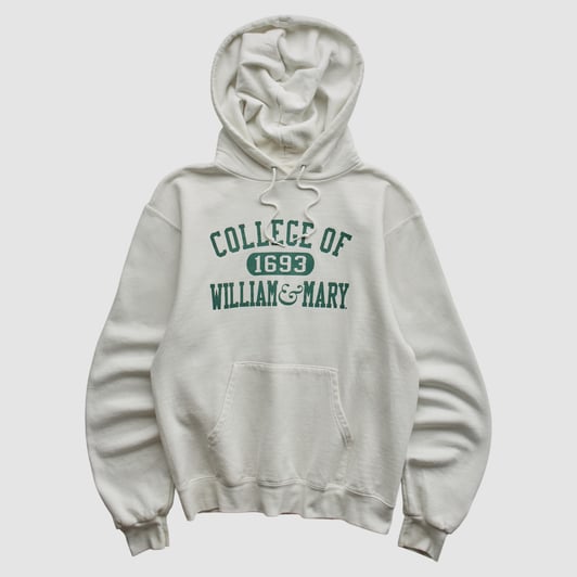 William & Mary Tribe Champion 2000s Hooded Pullover Sweatshirt - White - XXS by Fanatics Real Vintage