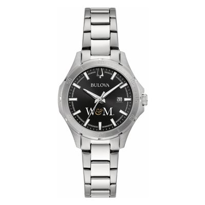 William & Mary Tribe Bulova Women's Stainless Steel Sport Classic Watch - Black