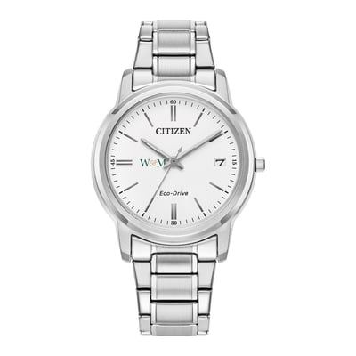 William & Mary Tribe Citizen Watch Women's Eco-Drive White Dial Stainless Steel Watch - Silver
