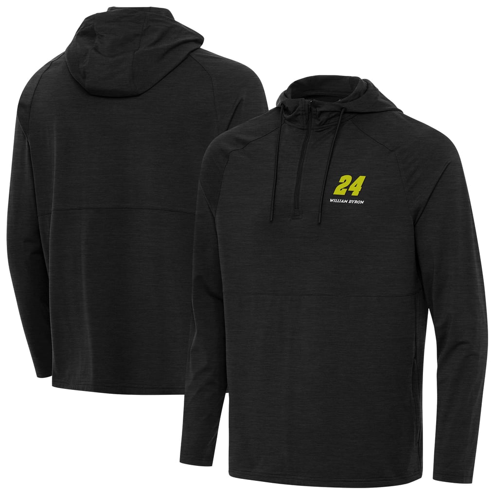 William Byron Antigua Spikes Quarter-Zip Pullover Hoodie - Heather Black