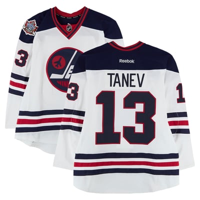 Brandon Tanev Winnipeg Jets Fanatics Authentic Practice-Used #13 White Reebok Jersey vs. Edmonton Oilers on October 23, 2016 - NHL Heritage Classic - Worn During Warm-Ups