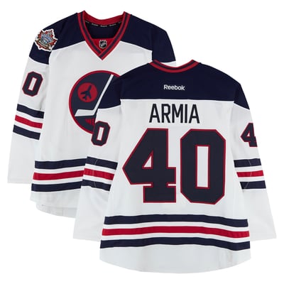 Joel Armia Winnipeg Jets Fanatics Authentic Practice-Used #40 White Reebok Jersey vs. Edmonton Oilers on October 23, 2016 - NHL Heritage Classic - Worn During Warm-Ups