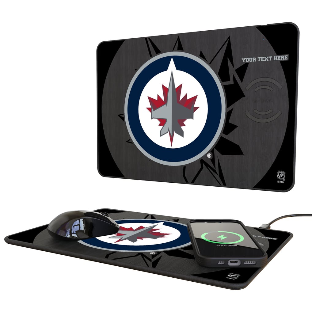 Winnipeg Jets Keyscaper Personalized 15W Fast Wireless Charger and Mouse Pad