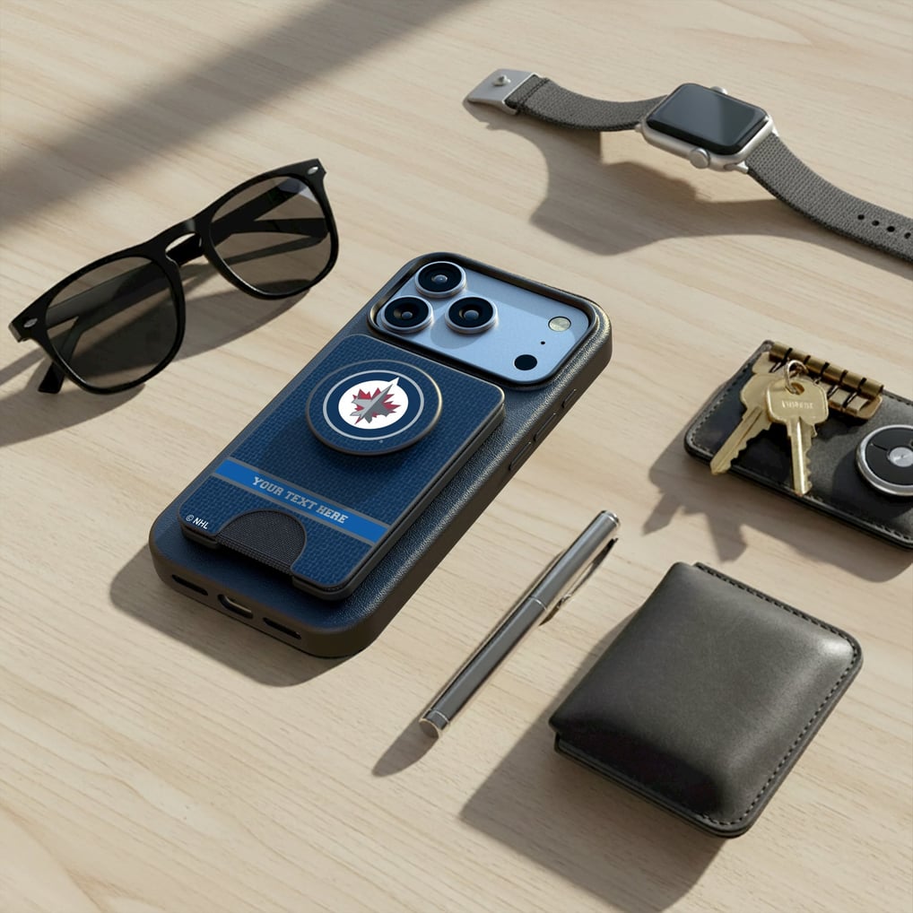Winnipeg Jets Keyscaper Personalized Solid PopSockets Magnetic Wallet
