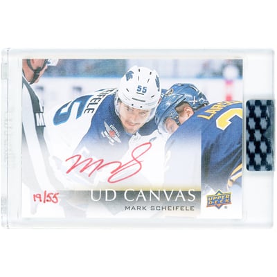 Mark Scheifele Winnipeg Jets Autographed 2018-19 Upper Deck Clear Cut UP Canvas Red Ink #CS-MS #19/55 Card